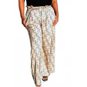NEW INA FASHION amy geo print pants in champagne/ black